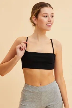 Easy Tunic DoubleLayerReinforcement Black Bandeau Singlet Top Cotton Stretch