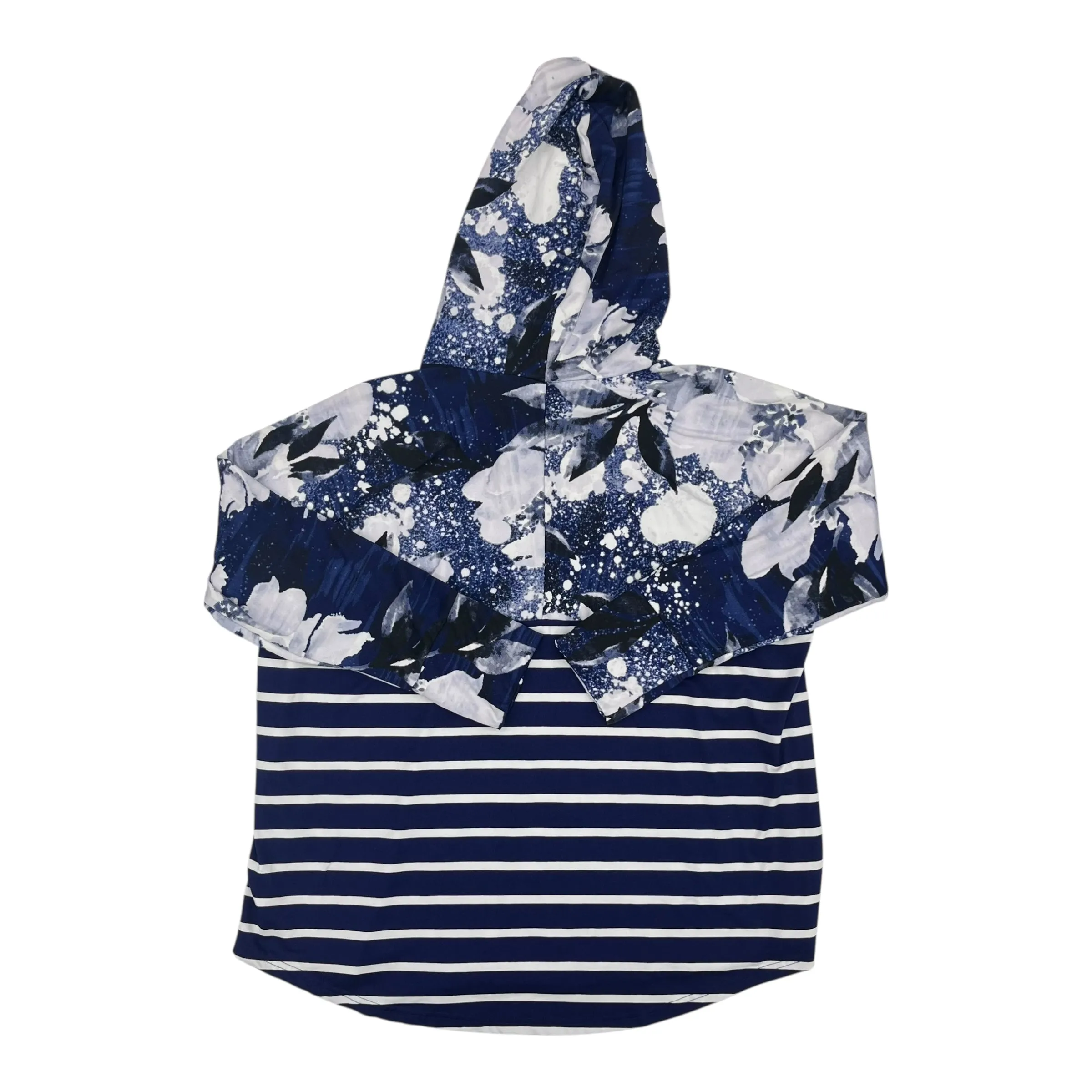 QuickDry Flexible Waistline Sweatshirt Hoodie By Lularoe In Blue & White, Size:3X