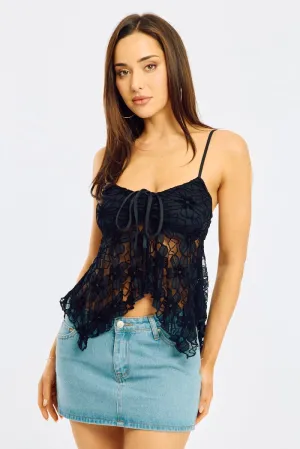 Hero Mode Black Singlet Top Lace
