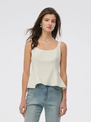 Stretch Scoop Neck Women Peplum Tank Top Elasticated Cuffs Water Resistant