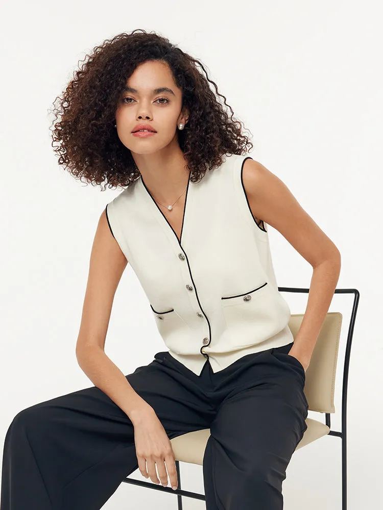 Operator - trained poor sealing Contrast Trim Women Knit Vest