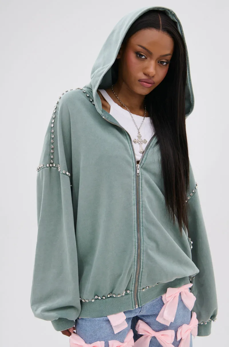 Cozy Feel shoe accents HAND MADE ZIP UP SWEATSHIRT