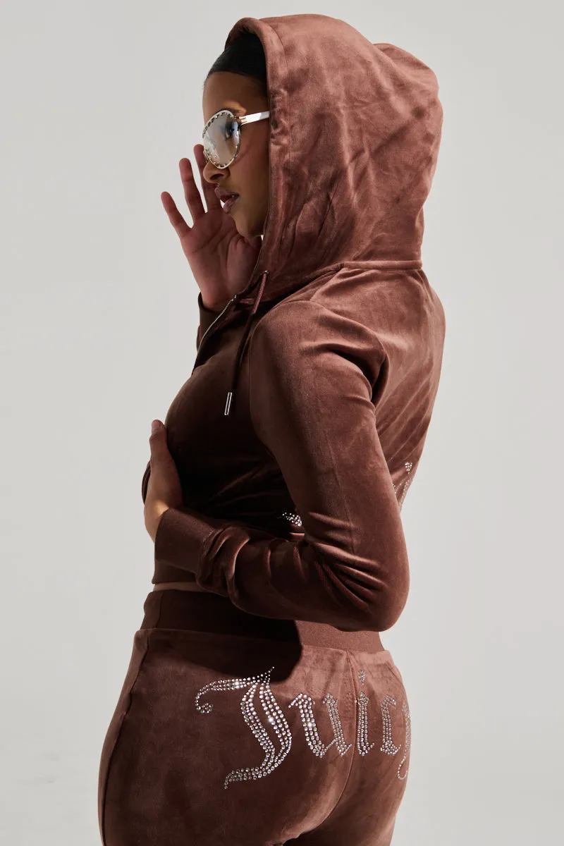 SOLID CLASSIC JUICY HOODIE WITH BACK BLING fluffy texture