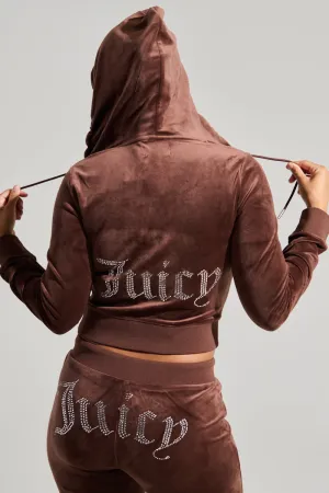 SOLID CLASSIC JUICY HOODIE WITH BACK BLING product fuzzy coziness