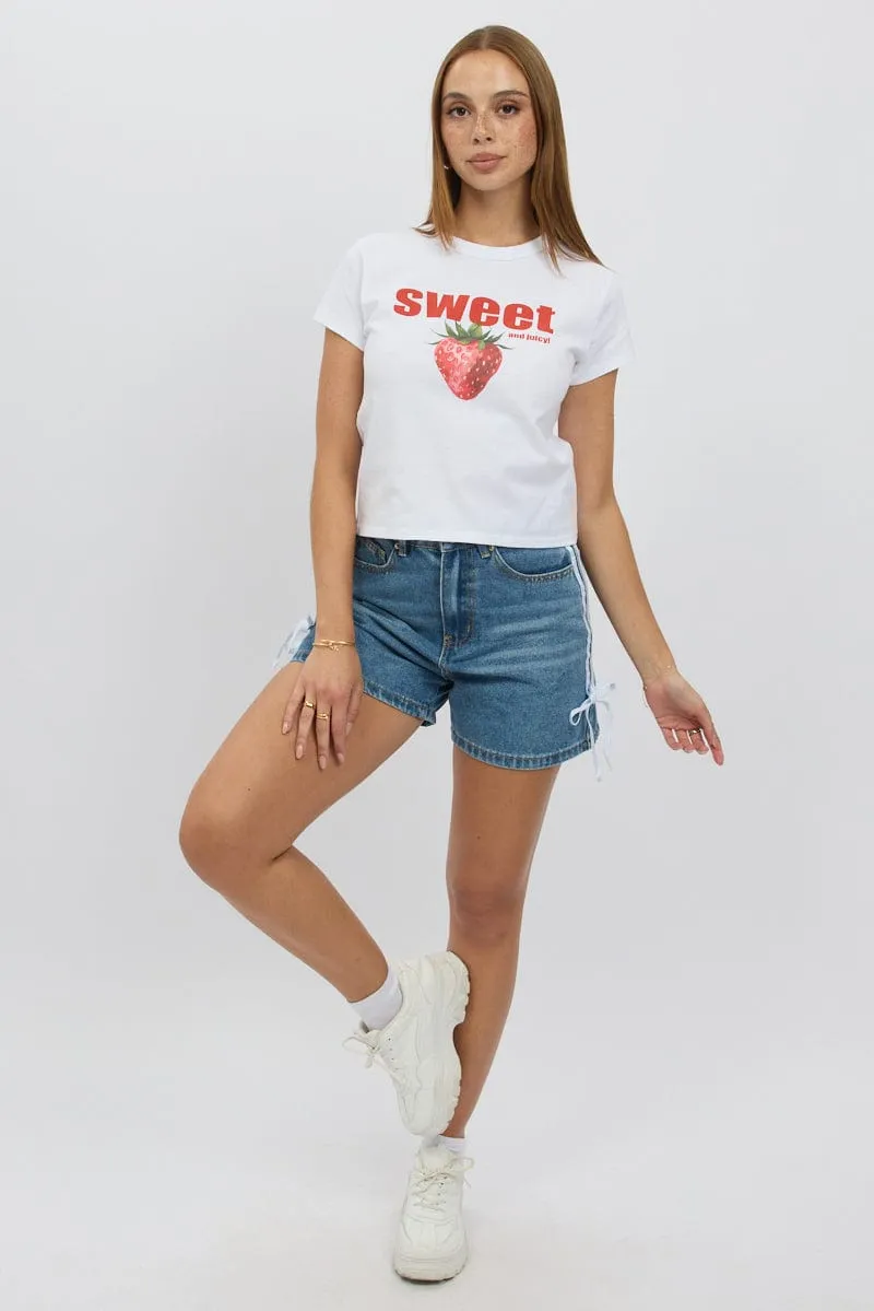 White Graphic Tee Short Sleeve Smart Fit Adult Wear