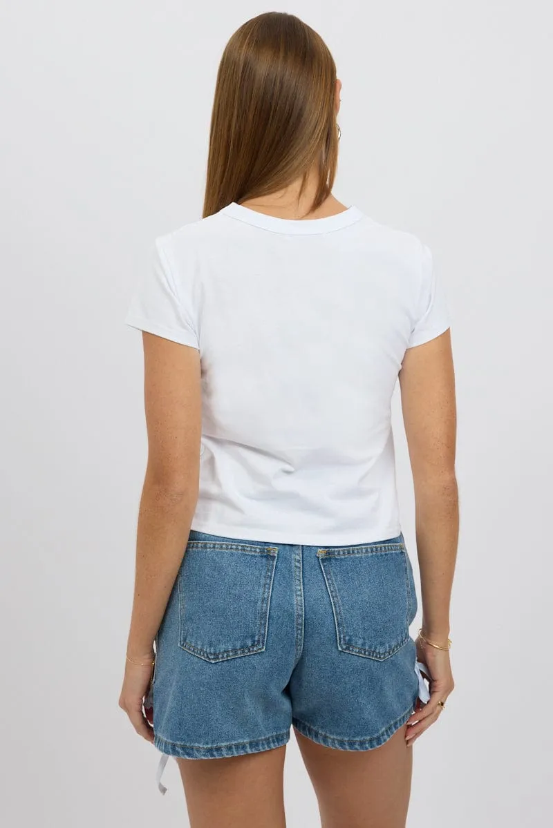 White Graphic Tee Short Sleeve Modern Trend Look