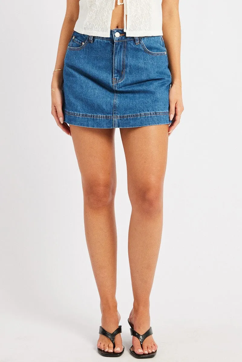 Denim Skort Skirt High Rise Wrap style