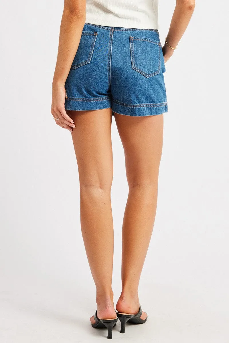 Drawstring closure Trendy Outfit Denim Skort Skirt High Rise