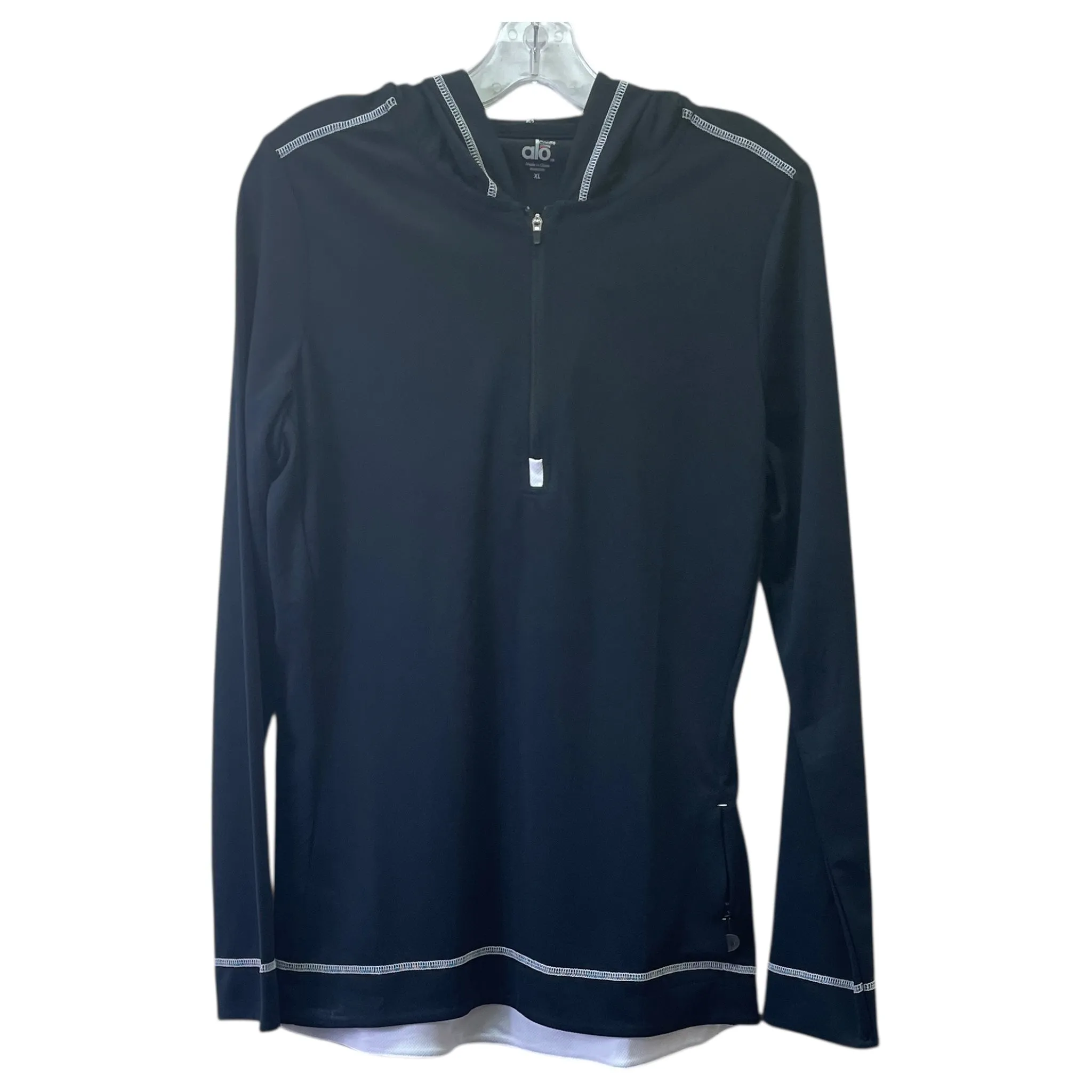 Moon Cool Foldable Hem Athletic Sweatshirt Hoodie By Alo In Black, Size:Xl