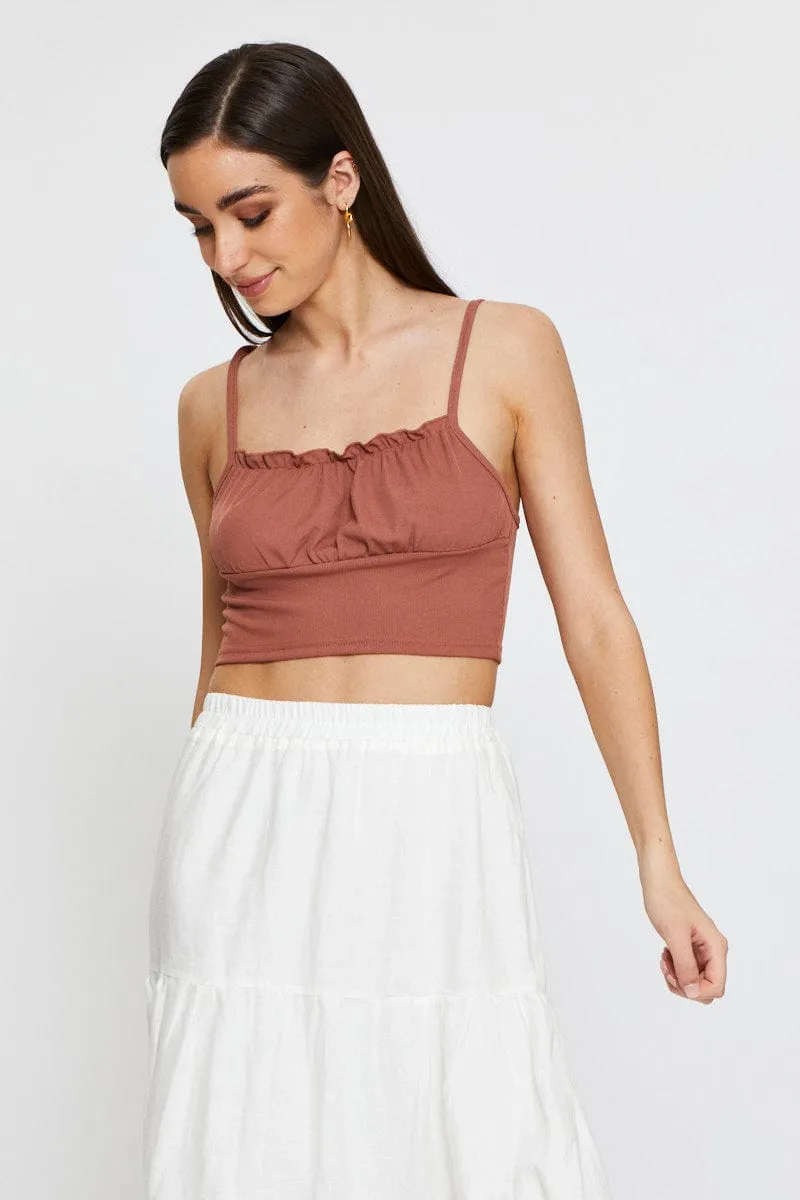 Brown Crop Top Casual Footwear