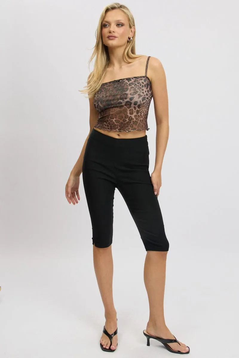 Weatherproof Outerwear SkinFriendlyElastic Brown Animal Print Cami Top Sleeveless Bow