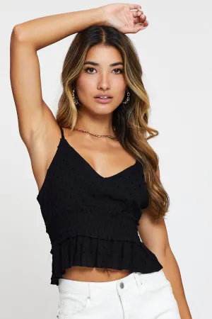 Black Ruffle Top Sleeveless Cyber Core