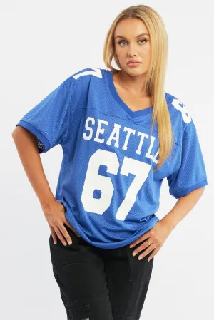 Blue Sport Tee V-neck Tight Net Design Soul