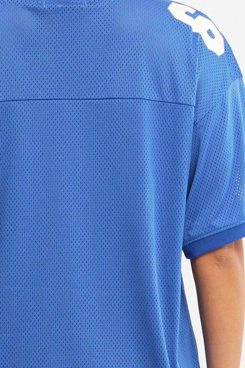 Soft Socks Sleek Style Blue Sport Tee V-neck