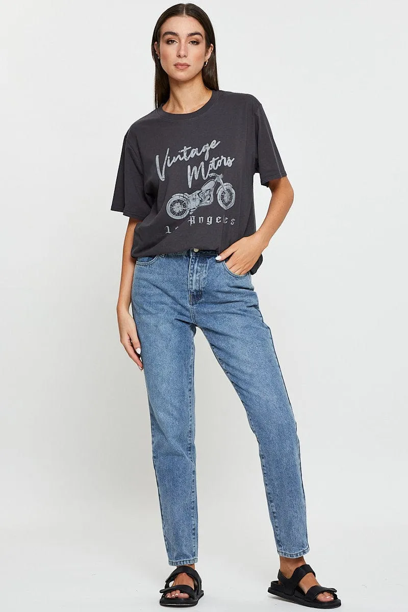 Soft Fit Wear Teenager fashion Black Graphic T Shirt Short Sleeve