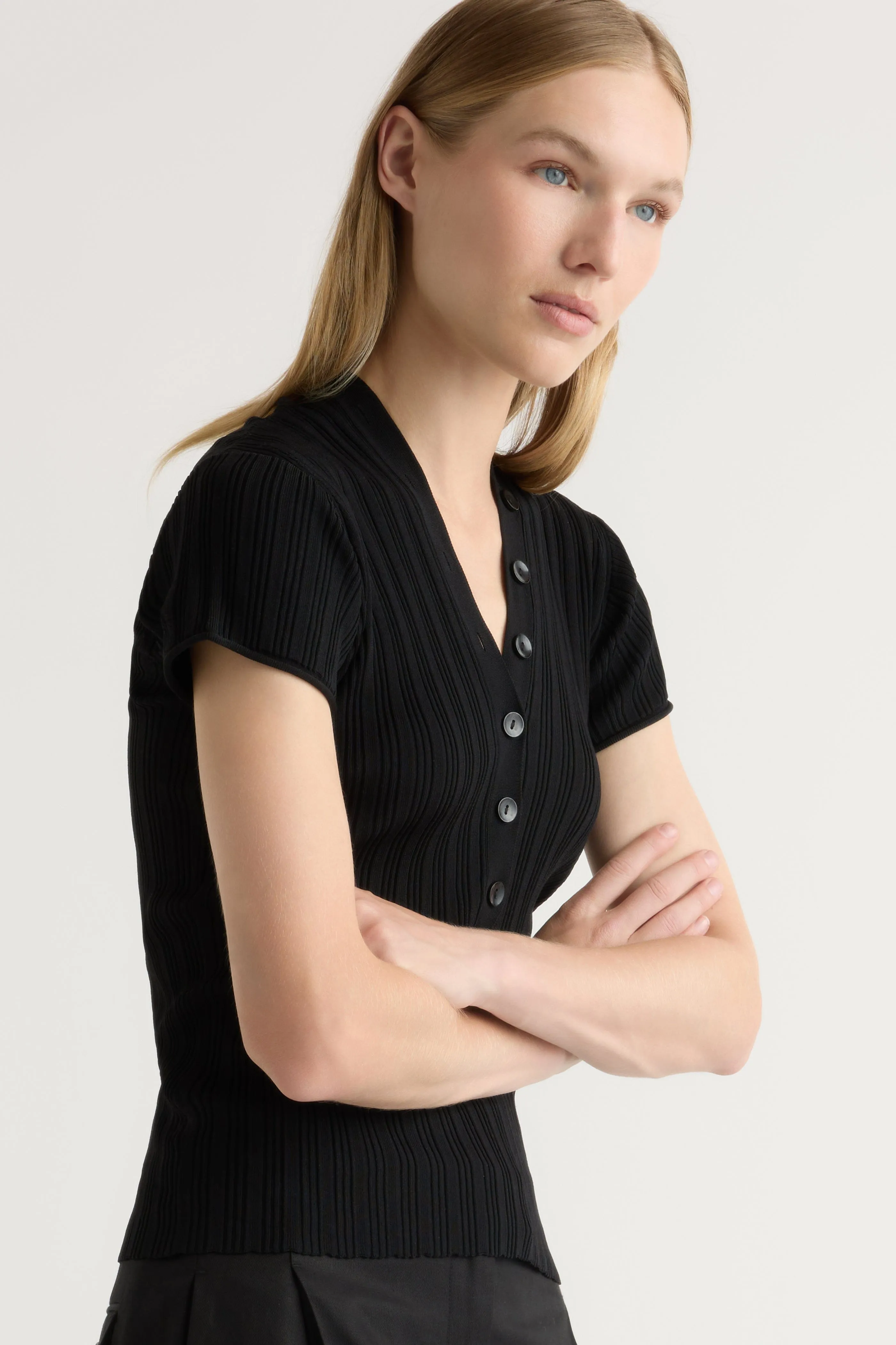 Jeni Button V-Neck Sweater Top Winter Wear