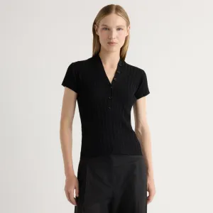 Outdoor Ready Warm Winter Wear Jeni Button V-Neck Sweater Top