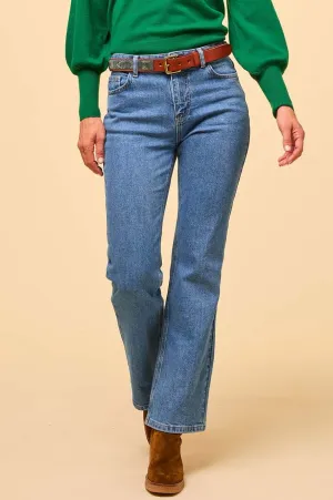 Secure Closure System Neutral Tones Denim Boot Cut Jean | Mid Wash