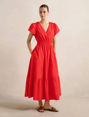 Urban Ease Mara Puff Sleeve Cotton Midi Dress