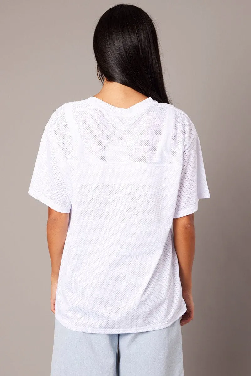 Athletic Fit Durable Color Retention White Sports Tee Short Sleeve