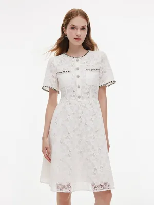 Playful Fashion Lace Embroidered Women Mini Dress