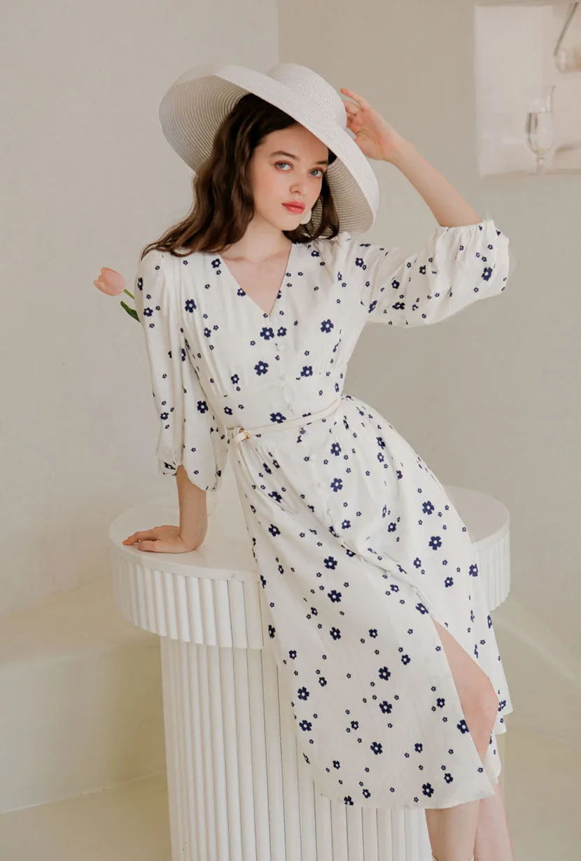 Lift Mode Wide Glow Emilee Dress - Ivory Print