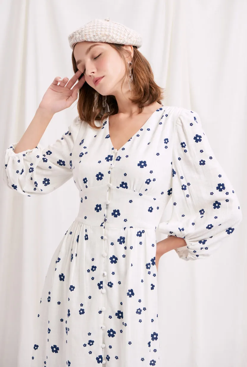 Emilee Dress - Ivory Print Comfortable Hoodie