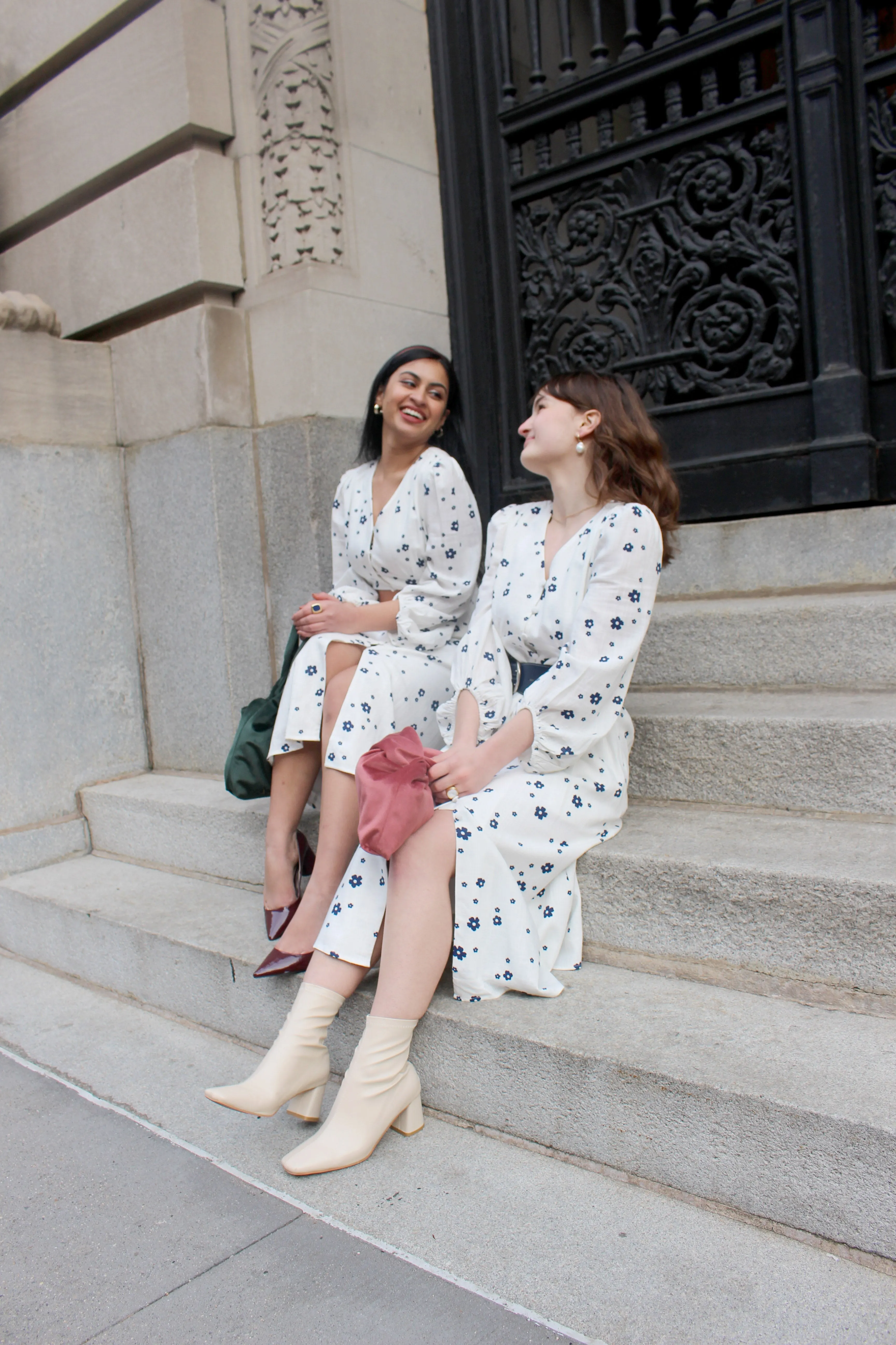 Emilee Dress - Ivory Print Adjustable Fastenings