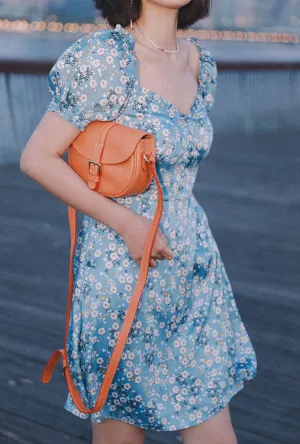 Maisy Dress - Blue Floral Modern Sneakers Layered Skirt