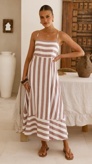 Urban Ethnic Versatile event piece Baylee Midi Dress - Chocolate Stripe