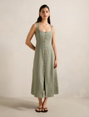 Elina Button Down Midi Dress Layer Light Elegant Vibe