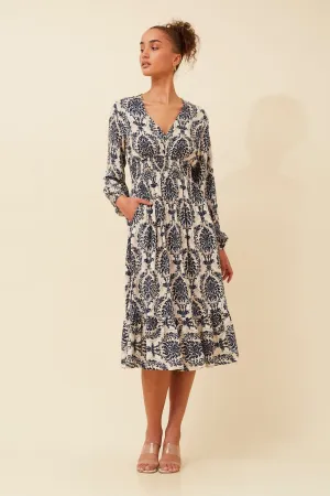 Sophisticated Comfort Day-To-Night Wear ADVIKA BOHO MIDI DRESS