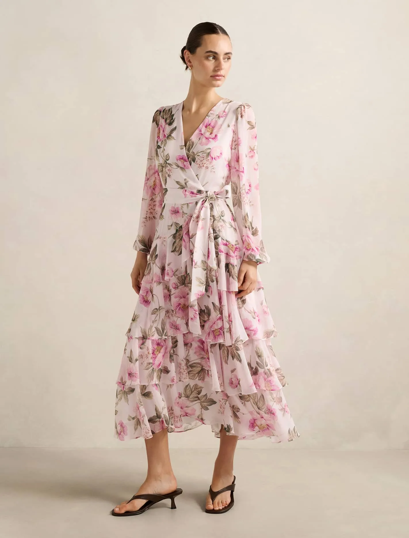 Nicky Long Sleeve Tiered Midi Dress Lasting Joy Easy-care midi