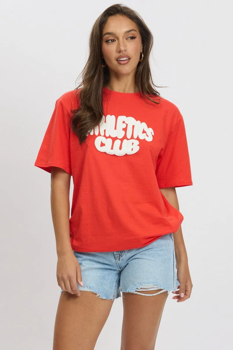 Red Graphic Tee Short Sleeve Timeless Fashion