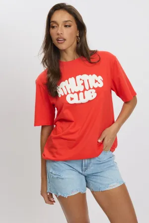 Red Graphic Tee Short Sleeve Soft and Light Wear