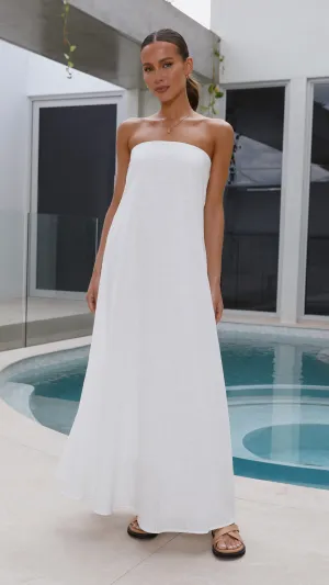 Connie Maxi Dress - White Linen Glow