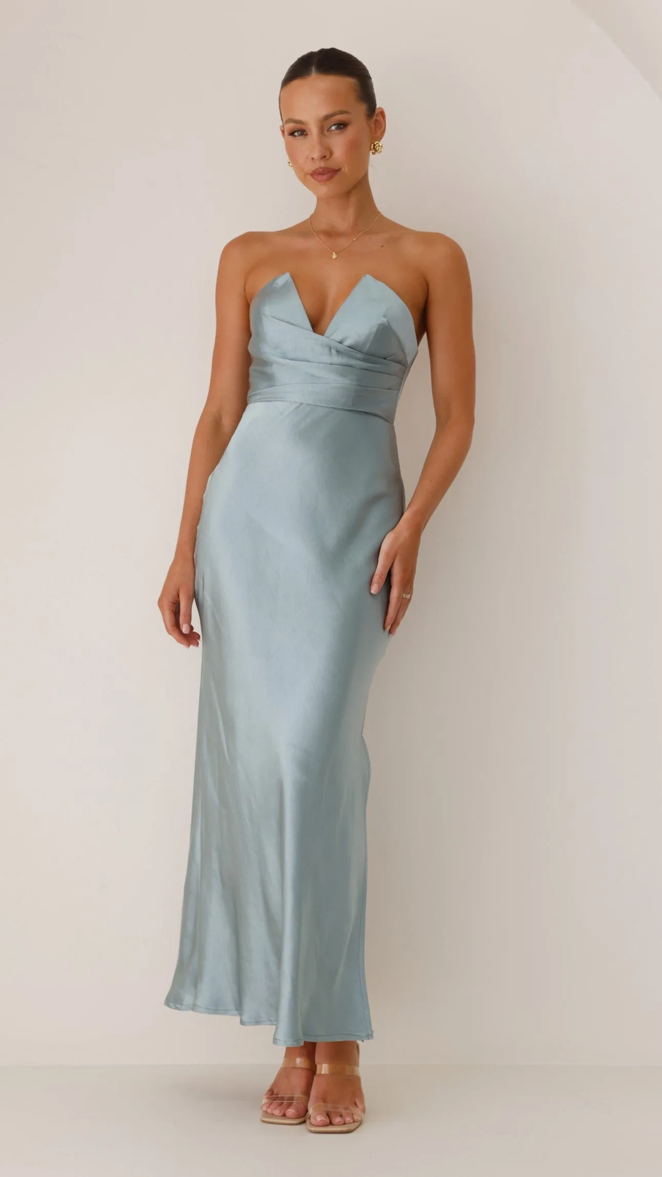 Olive Green Valerie Maxi Dress - Blue
