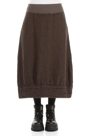 light feel Core Collection Forest Brown Textured Linen Midi Skirt