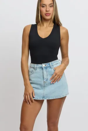 Denim Skort Skirt High Rise mix and match Durable Hem