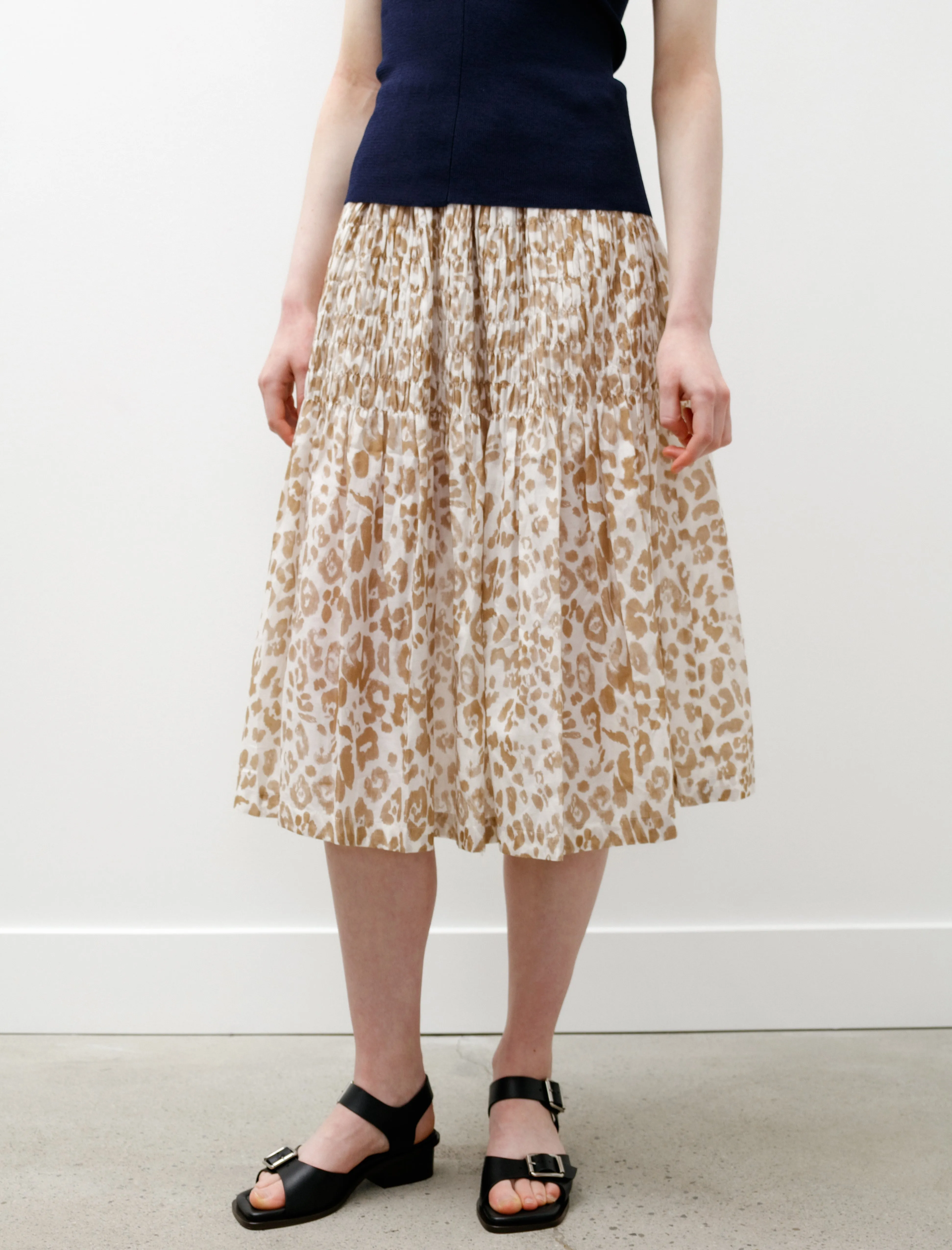 Street Ready Quilted Texture Quilted Skirt Leopard Beige
