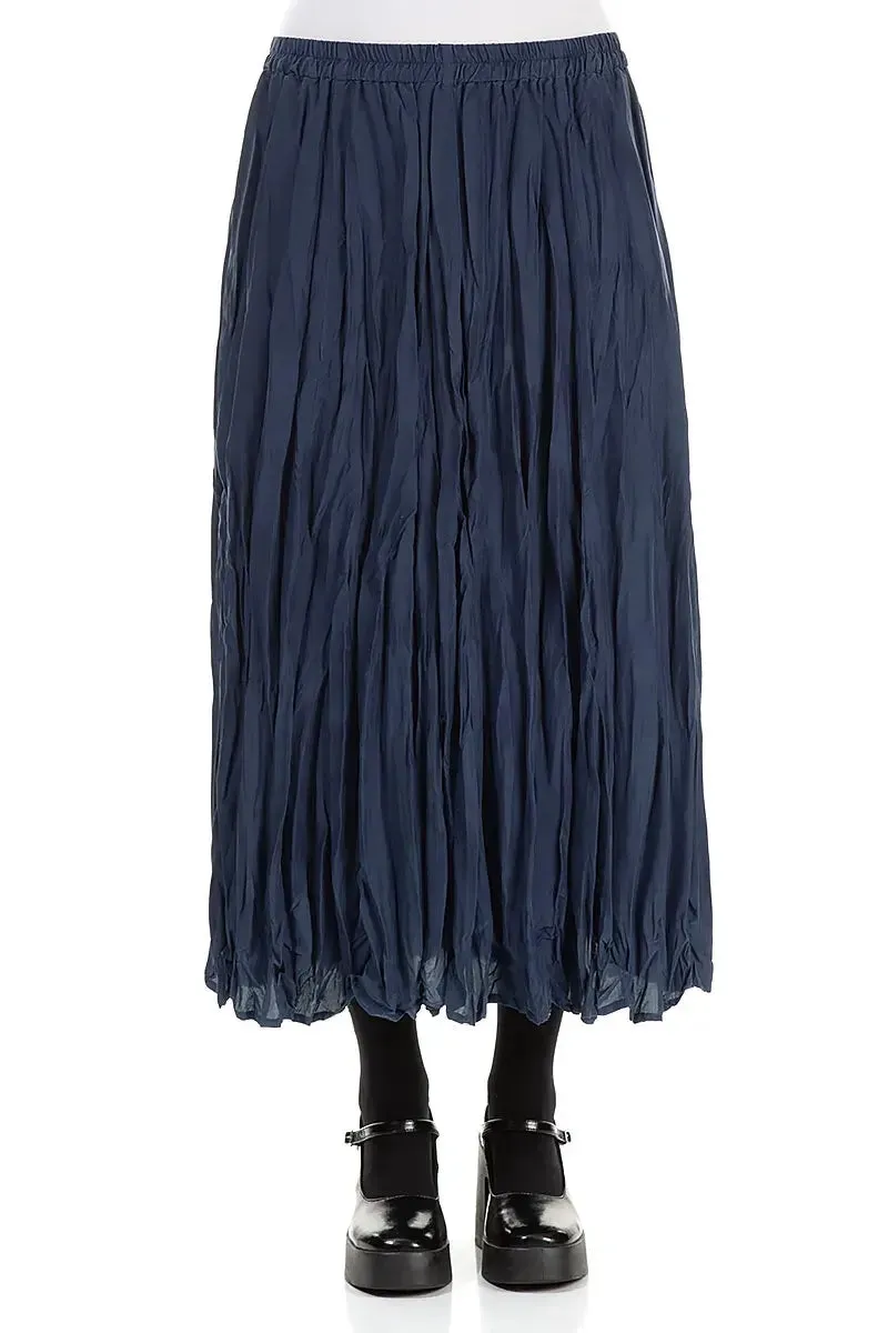 Royal Blue Crumpled Pure Silk Skirt Outfit Lineup Relaxed Style