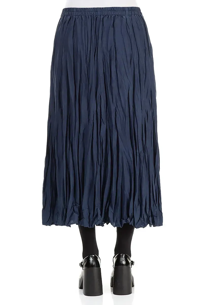 Royal Blue Crumpled Pure Silk Skirt Day Ready