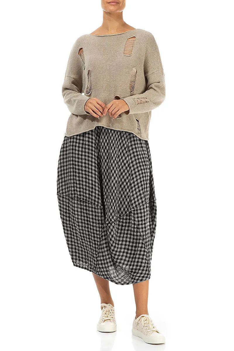 Daily Wear Daily Favorite Balloon Grey Check Linen Skirt