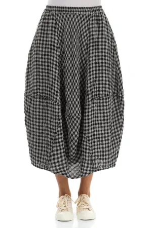 Balloon Grey Check Linen Skirt Matching Belt