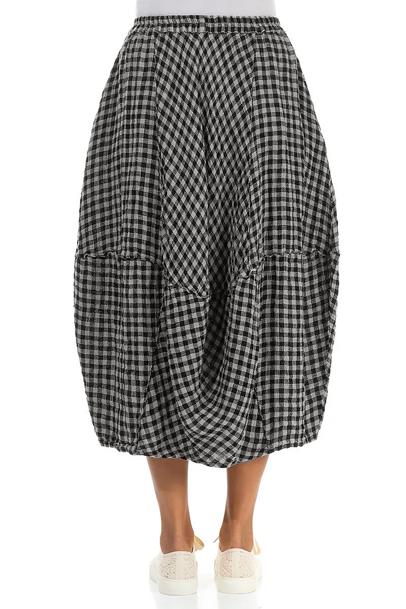 Balloon Grey Check Linen Skirt Cruise Attire