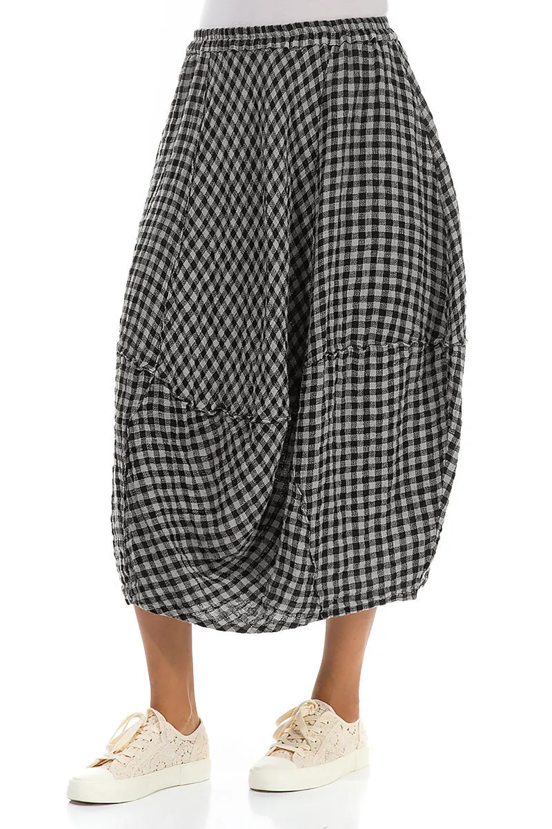 Balloon Grey Check Linen Skirt muted tone