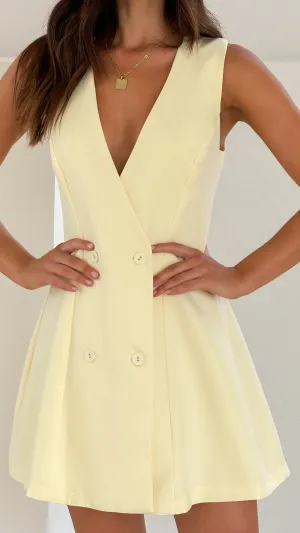 Hani Mini Dress - Soft Yellow Trendy Print