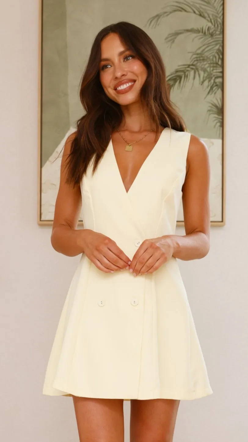 Cutout Back Detailing Hani Mini Dress - Soft Yellow