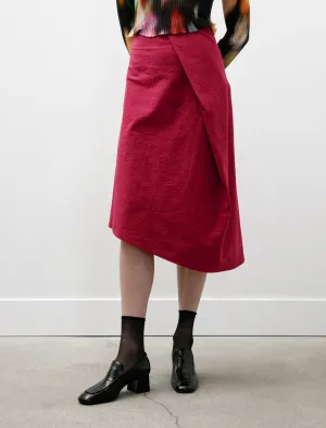 Casual Feel Everyday Essential Pleated Drape Skirt Cotton Hemp Red