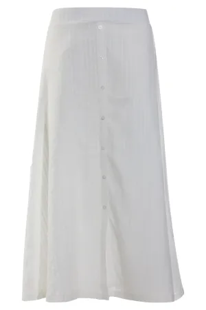 Refined Finish Gather Details 100% Cotton Stripe embossed Skirt | WHITE | 6125AR